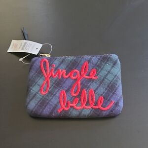 Talbots Plaid Cosmetic Bag with Red Script